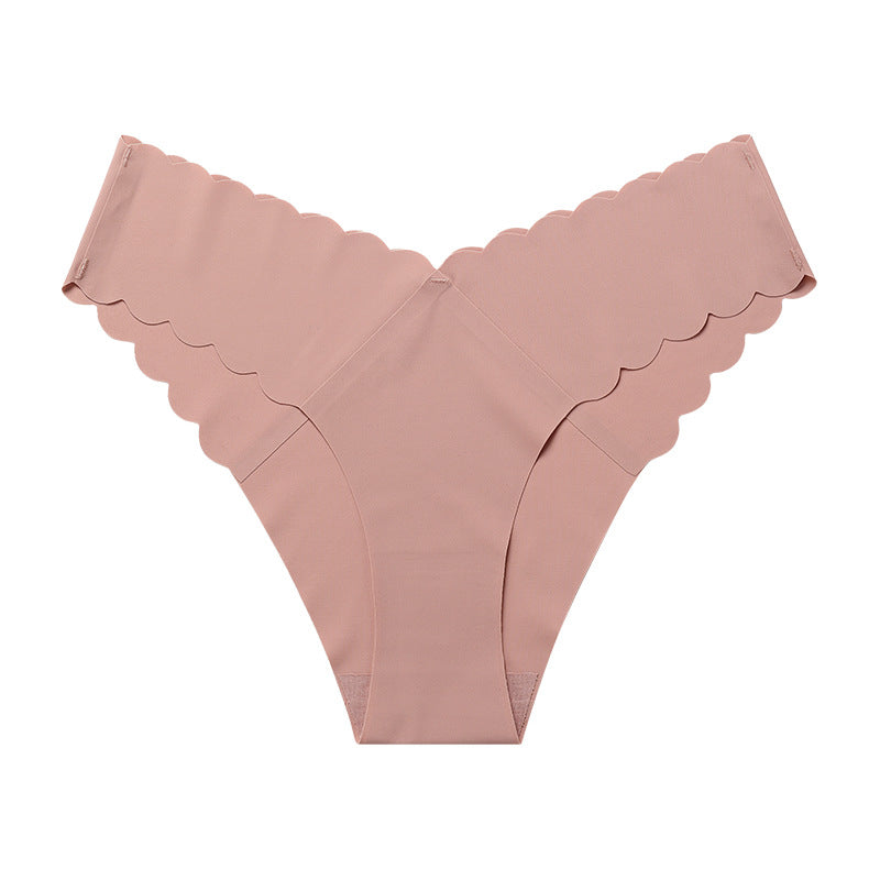Wave Lace V-shaped Waist Seamless Thong Underwear