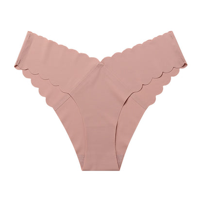 Wave Lace V-shaped Waist Seamless Thong Underwear