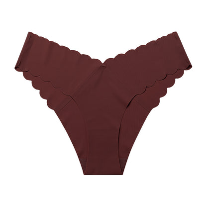 Wave Lace V-shaped Waist Seamless Thong Underwear