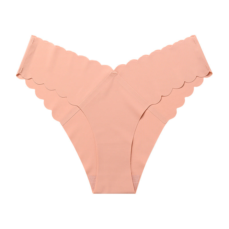Wave Lace V-shaped Waist Seamless Thong Underwear