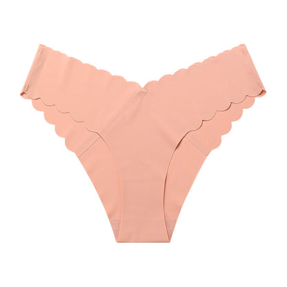 Wave Lace V-shaped Waist Seamless Thong Underwear