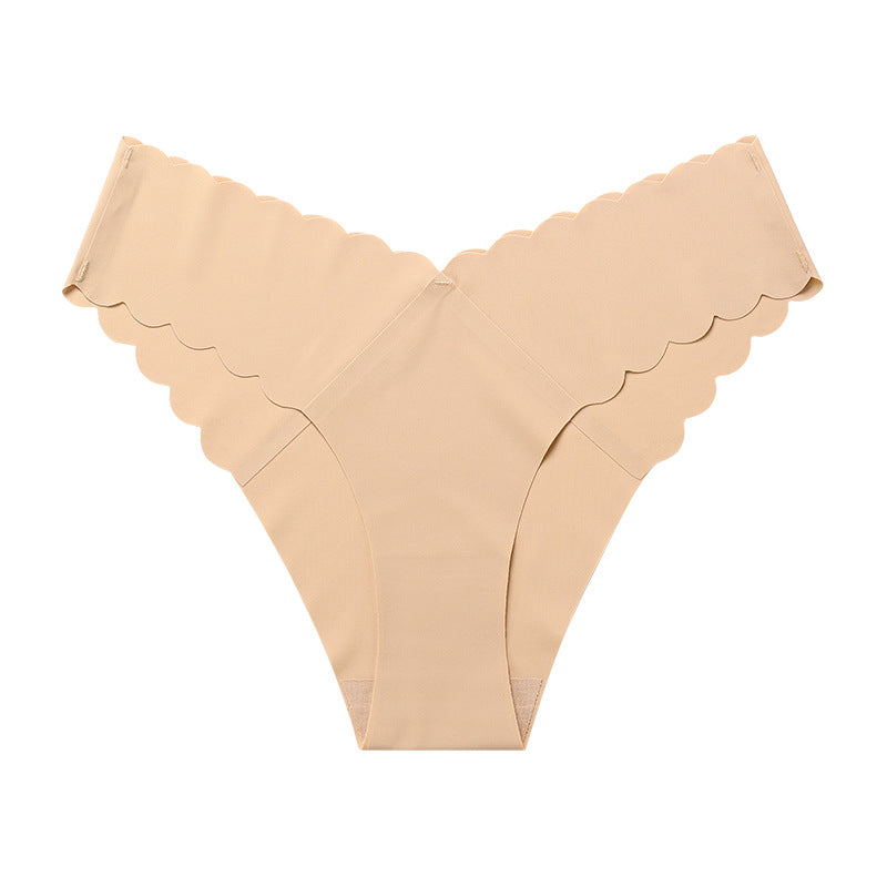 Wave Lace V-shaped Waist Seamless Thong Underwear