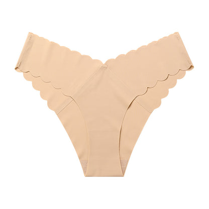 Wave Lace V-shaped Waist Seamless Thong Underwear