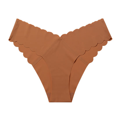 Wave Lace V-shaped Waist Seamless Thong Underwear