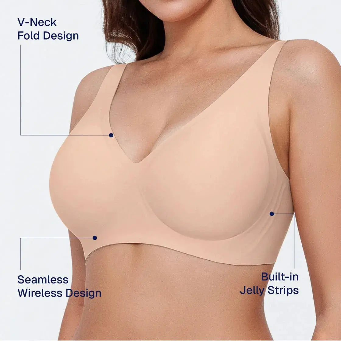 EravaFit™ V-Neck Seamless Wire-Free Comfortable Jelly Bra